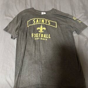 Saints Football Gray Tee with Yellow Logo